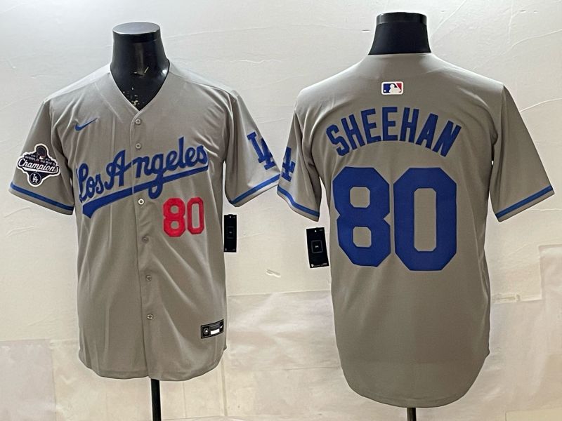 Men 2025 Los Angeles Dodgers #80 Sheehan Grey Game Nike MLB Jersey style 005->los angeles dodgers->MLB Jersey